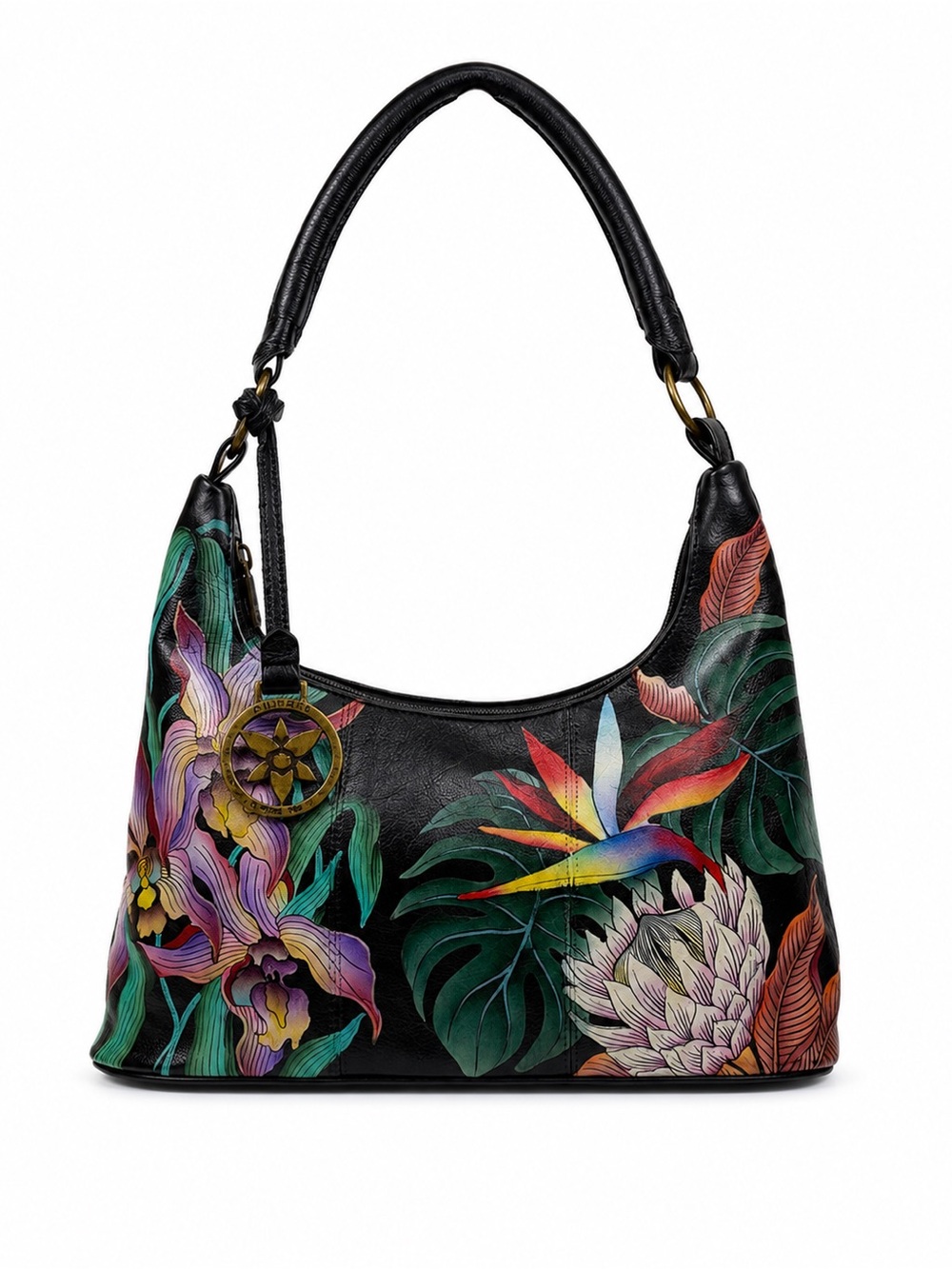 Anuschka hand painted leather hobo bag